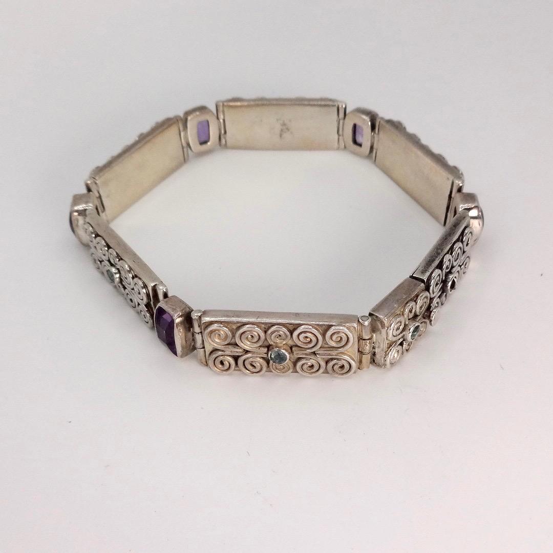Vintage Purple Amethyst Tennis Bracelet in 925 Sterling Silver