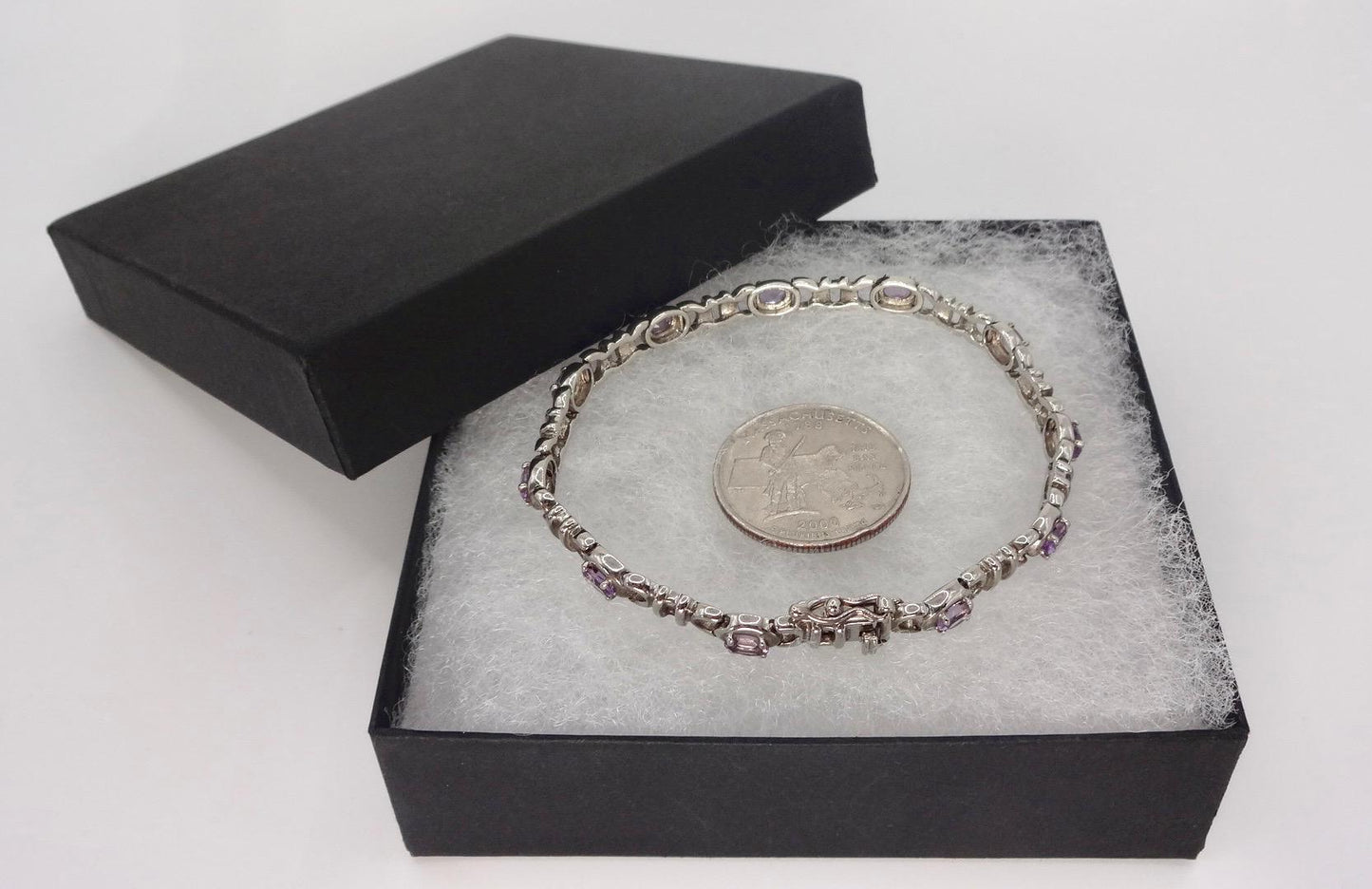 Vintage Purple Amethyst Tennis Bracelet 925 Sterling Silver