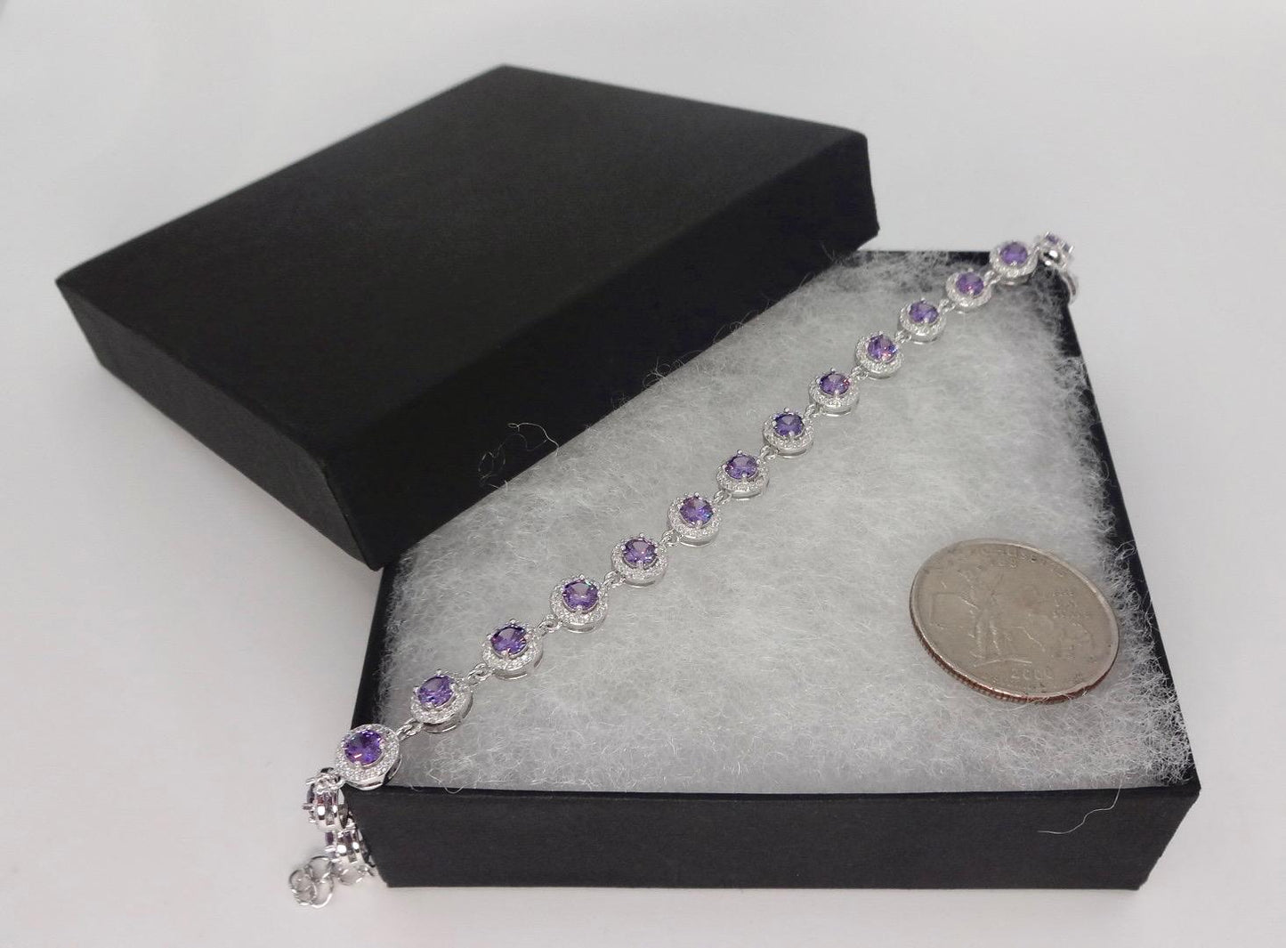 Vintage Purple Amethyst Tennis Bracelet 925 Sterling Silver