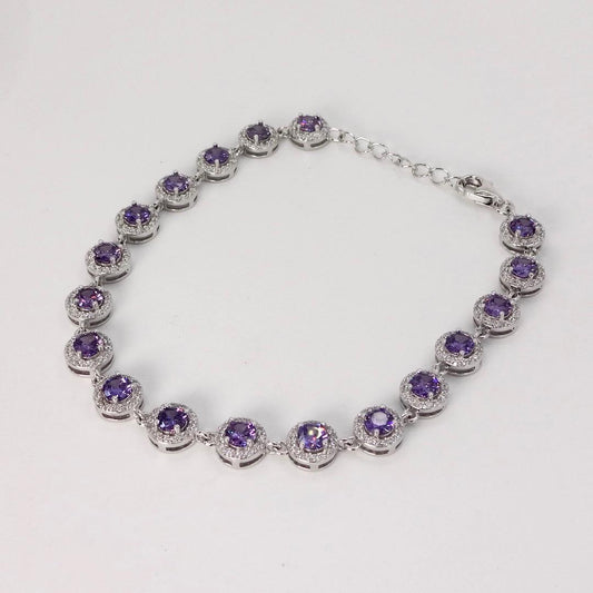 Vintage Purple Amethyst Tennis Bracelet 925 Sterling Silver
