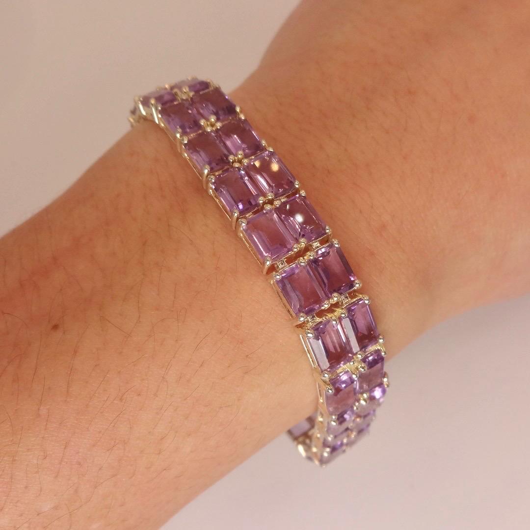 Vintage Purple Amethyst Bracelet in 925 Sterling Silver