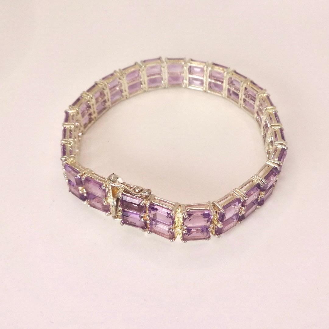 Vintage Purple Amethyst Bracelet in 925 Sterling Silver