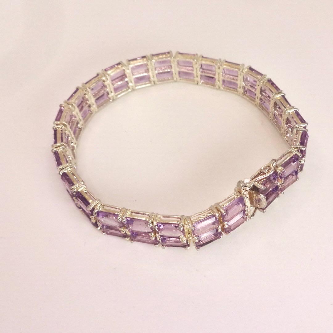 Vintage Purple Amethyst Bracelet in 925 Sterling Silver