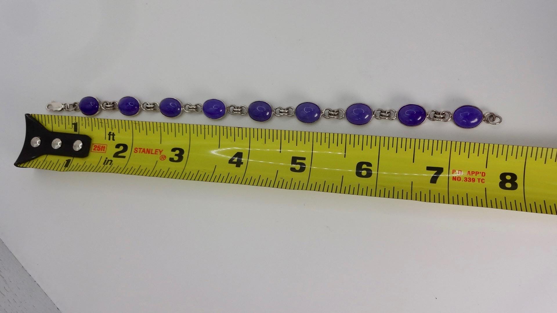Vintage Purple Jade Tennis Bracelet in 925 Sterling Silver