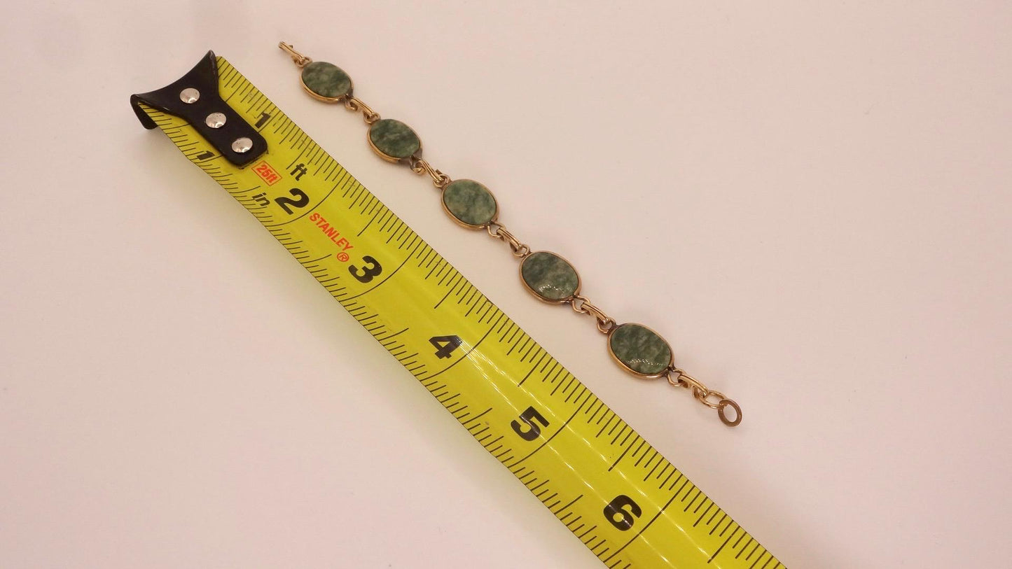 Vintage Green Jade Bracelet Gold filled
