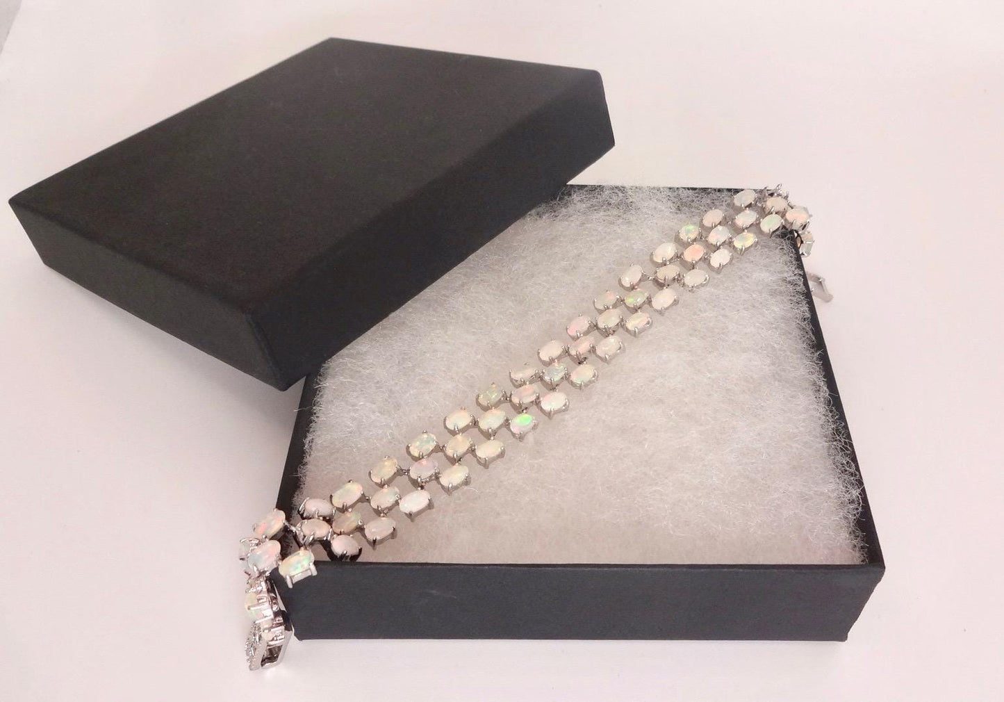 Vintage White Fire Opal Bracelet 925 Sterling Silver