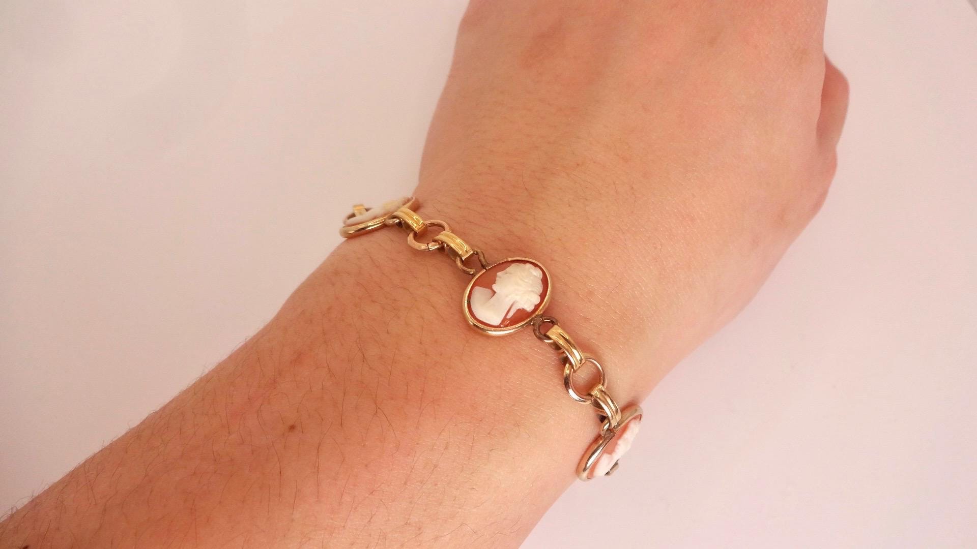 Vintage Cameo Bracelet 925 Sterling Silver 7 inches
