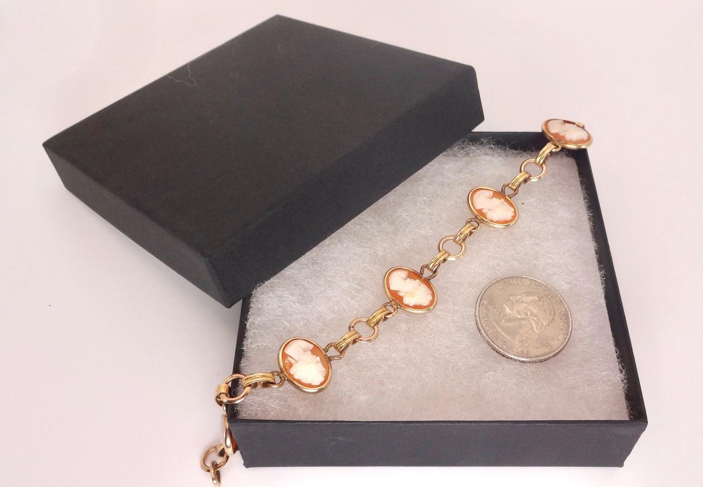 Vintage Cameo Bracelet 925 Sterling Silver 7 inches