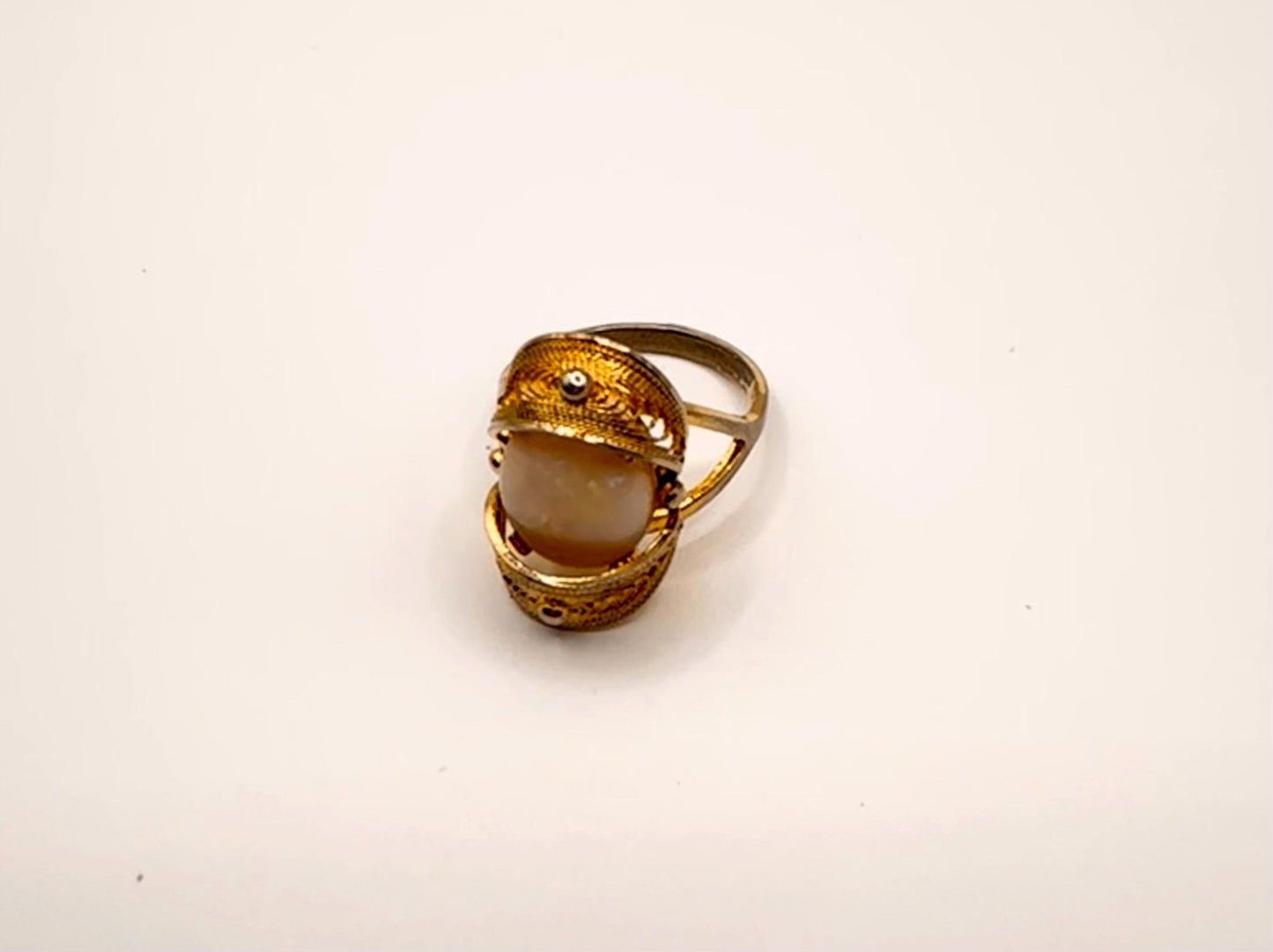 Vintage Fire Opal 925 Sterling Silver Diamond Chip Ring