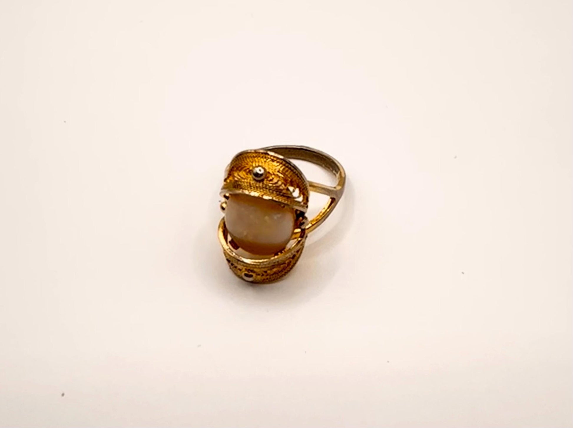 Vintage Fire Opal 925 Sterling Silver Diamond Chip Ring