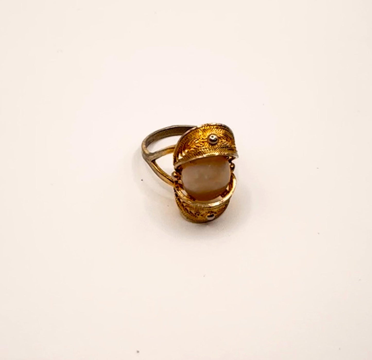 Vintage Fire Opal 925 Sterling Silver Diamond Chip Ring