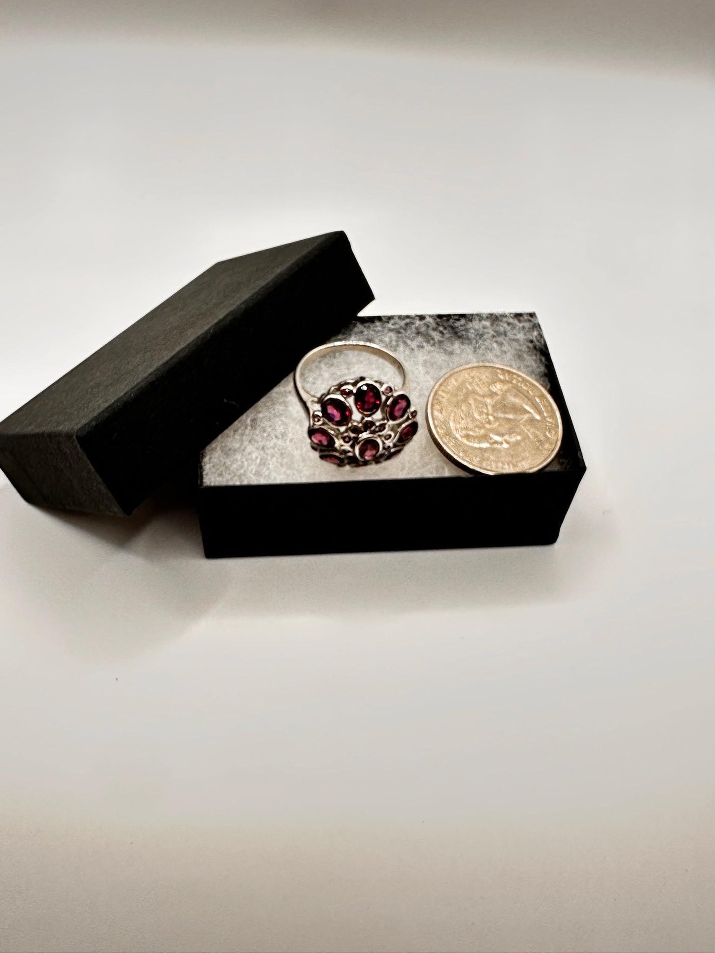Vintage Red Tourmaline Flower 925 Sterling Silver Cocktail Ring