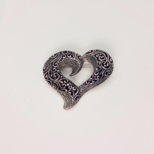 Vintage Handmade Genuine Marcasite 925 Sterling Silver valentine Heart Brooch