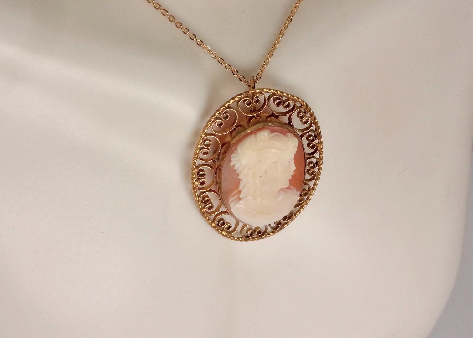Vintage Shell Cameo 925 Sterling Silver 18 Inch Necklace Choker