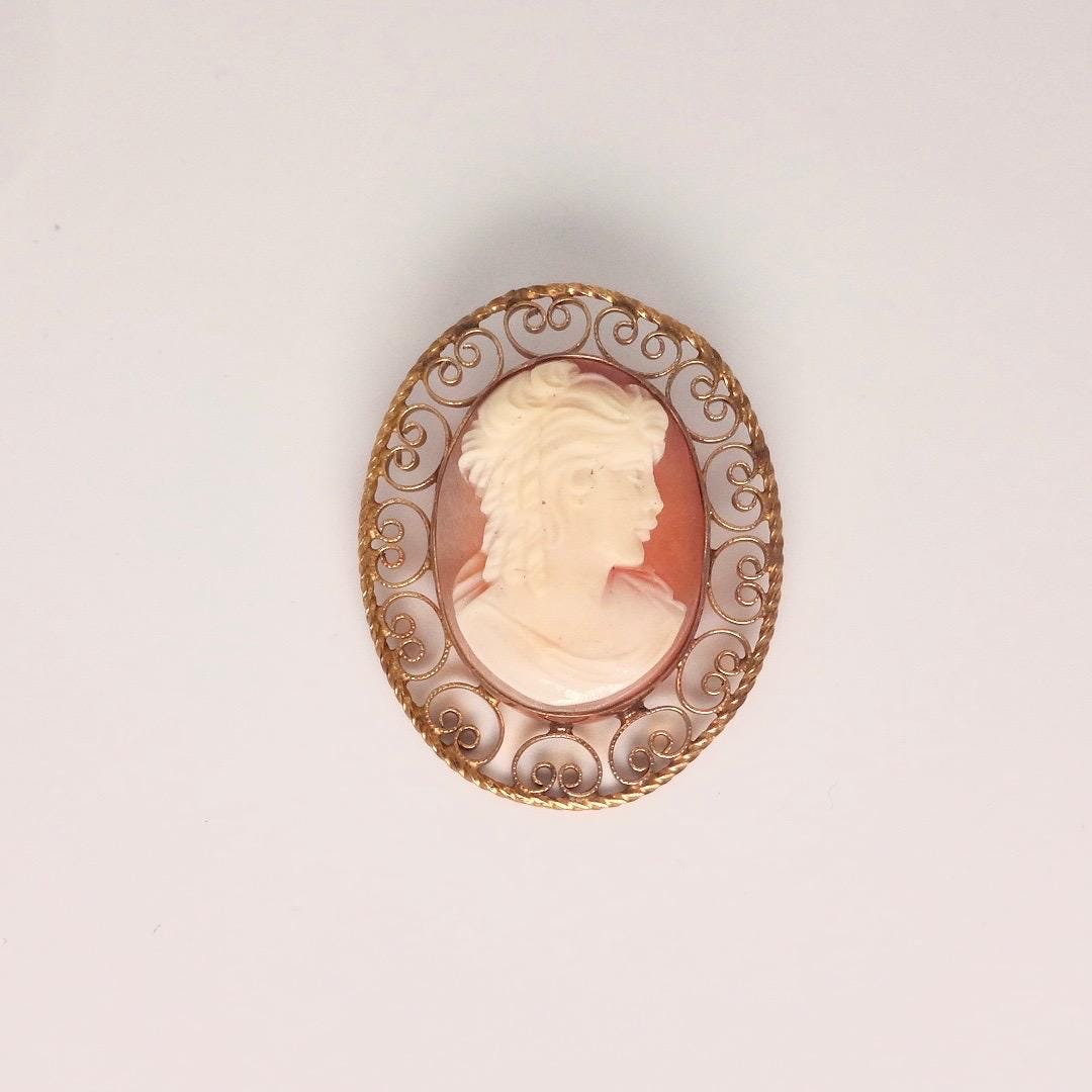 Vintage Shell Cameo 925 Sterling Silver 18 Inch Necklace Choker