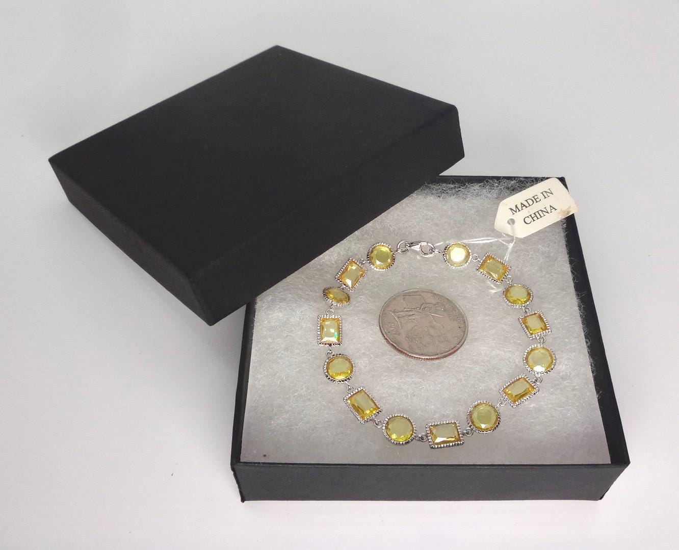 Vintage Citrine Cubic Zirconia Bracelet Sterling Silver Tennis
