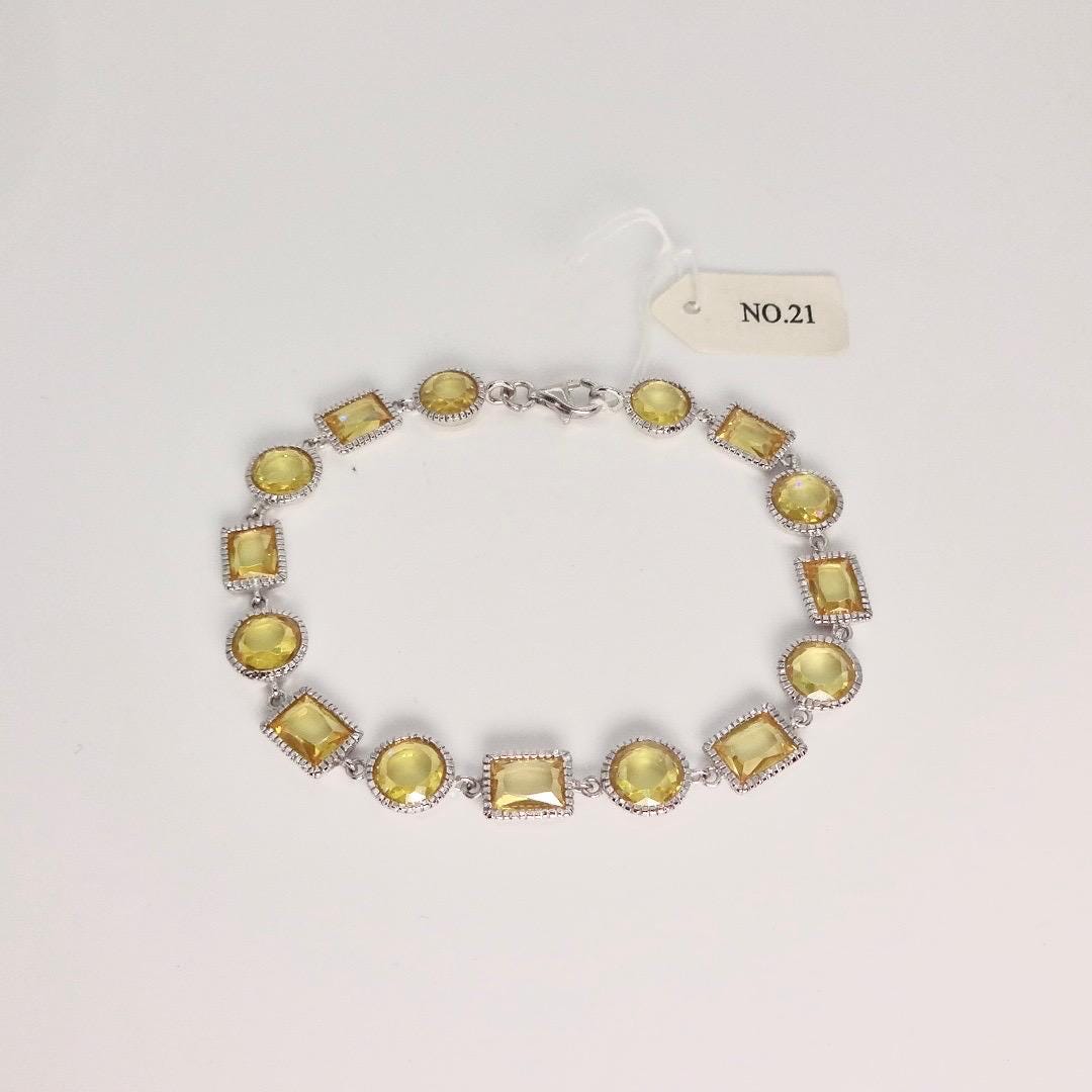 Vintage Citrine Cubic Zirconia Bracelet Sterling Silver Tennis
