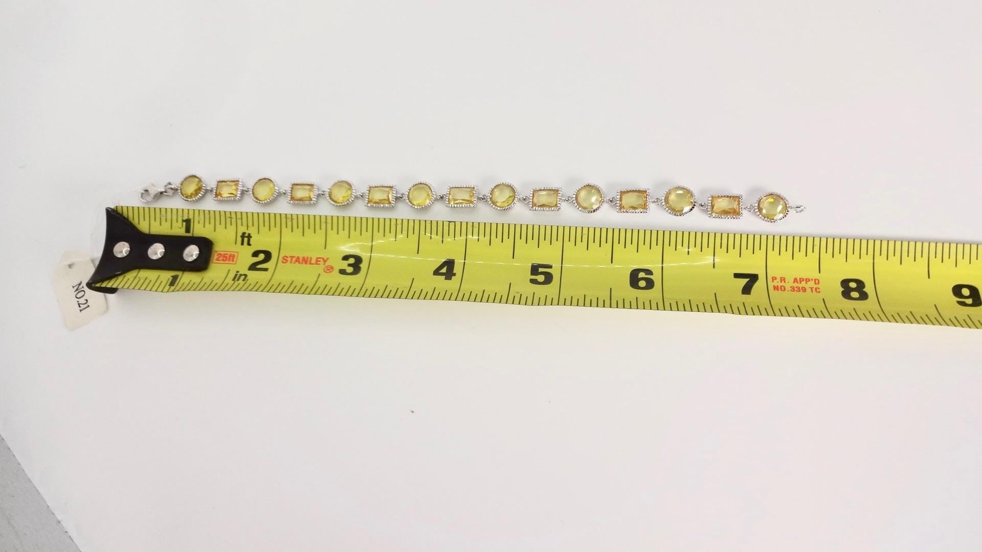 Vintage Citrine Cubic Zirconia Bracelet Sterling Silver Tennis