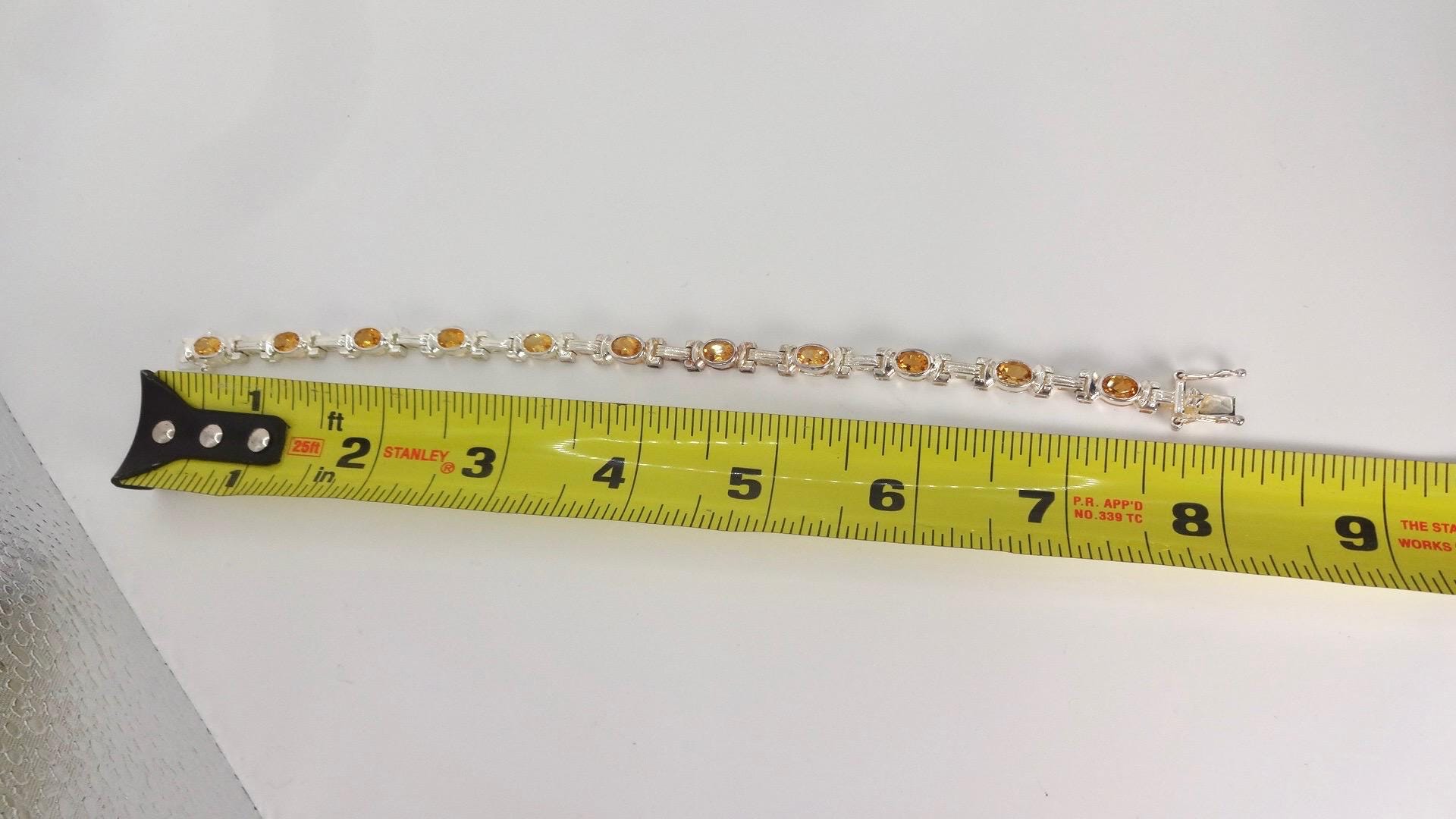 Vintage Gold Citrine Tennis Bracelet in 925 Sterling Silver