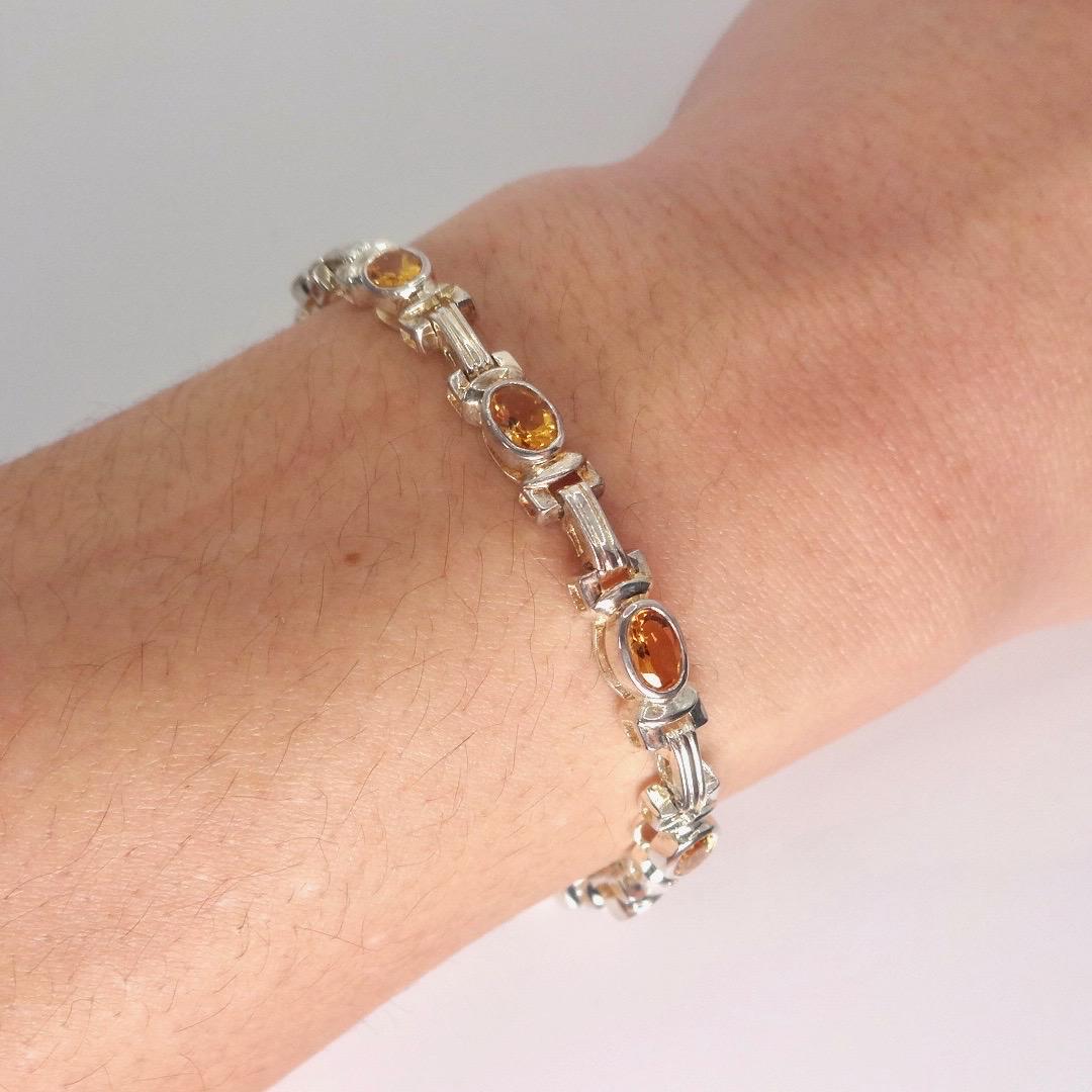 Vintage Gold Citrine Tennis Bracelet in 925 Sterling Silver
