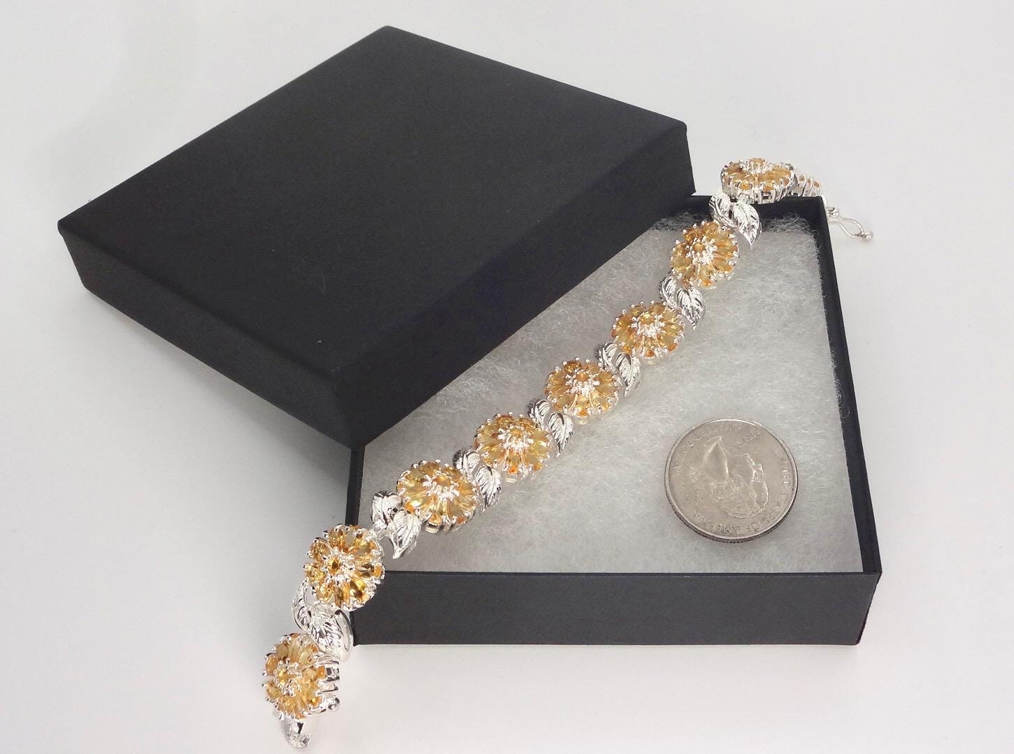 Vintage Gold Citrine Tennis Bracelet in 925 Sterling Silver
