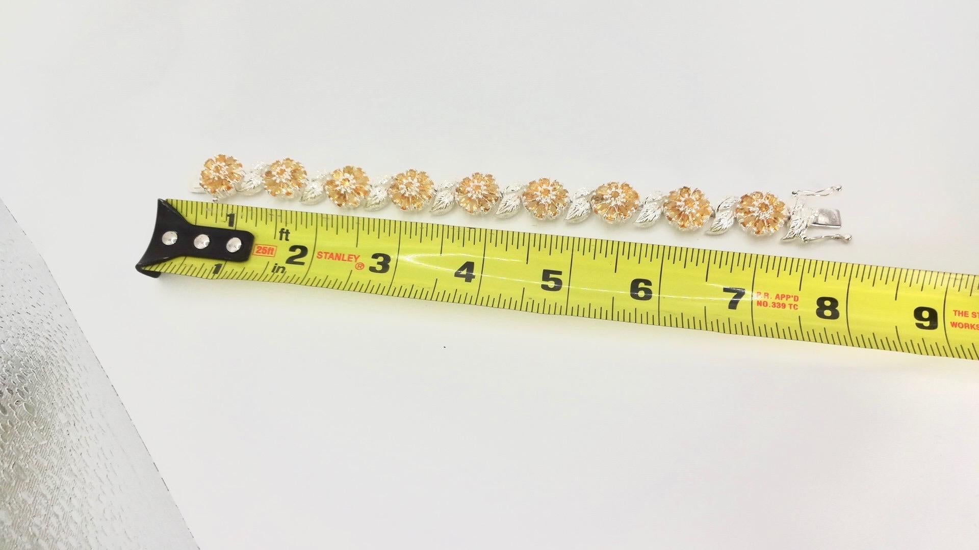 Vintage Gold Citrine Tennis Bracelet in 925 Sterling Silver