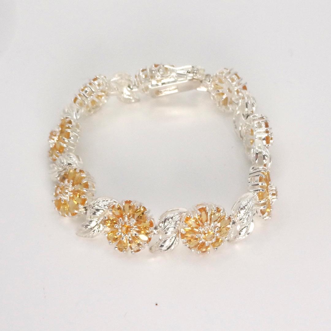 Vintage Gold Citrine Tennis Bracelet in 925 Sterling Silver