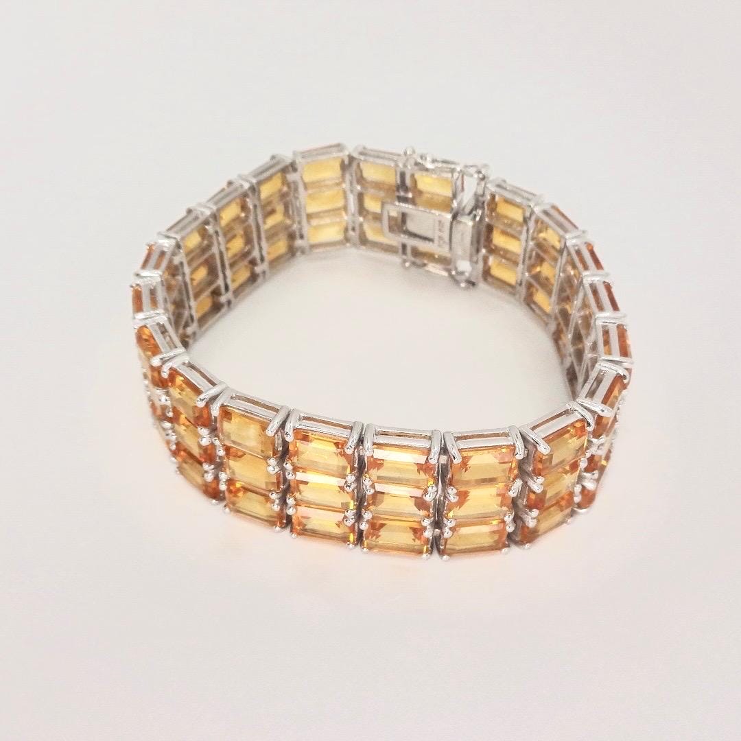 Vintage Gold Citrine Tennis Bracelet in 925 Sterling Silver