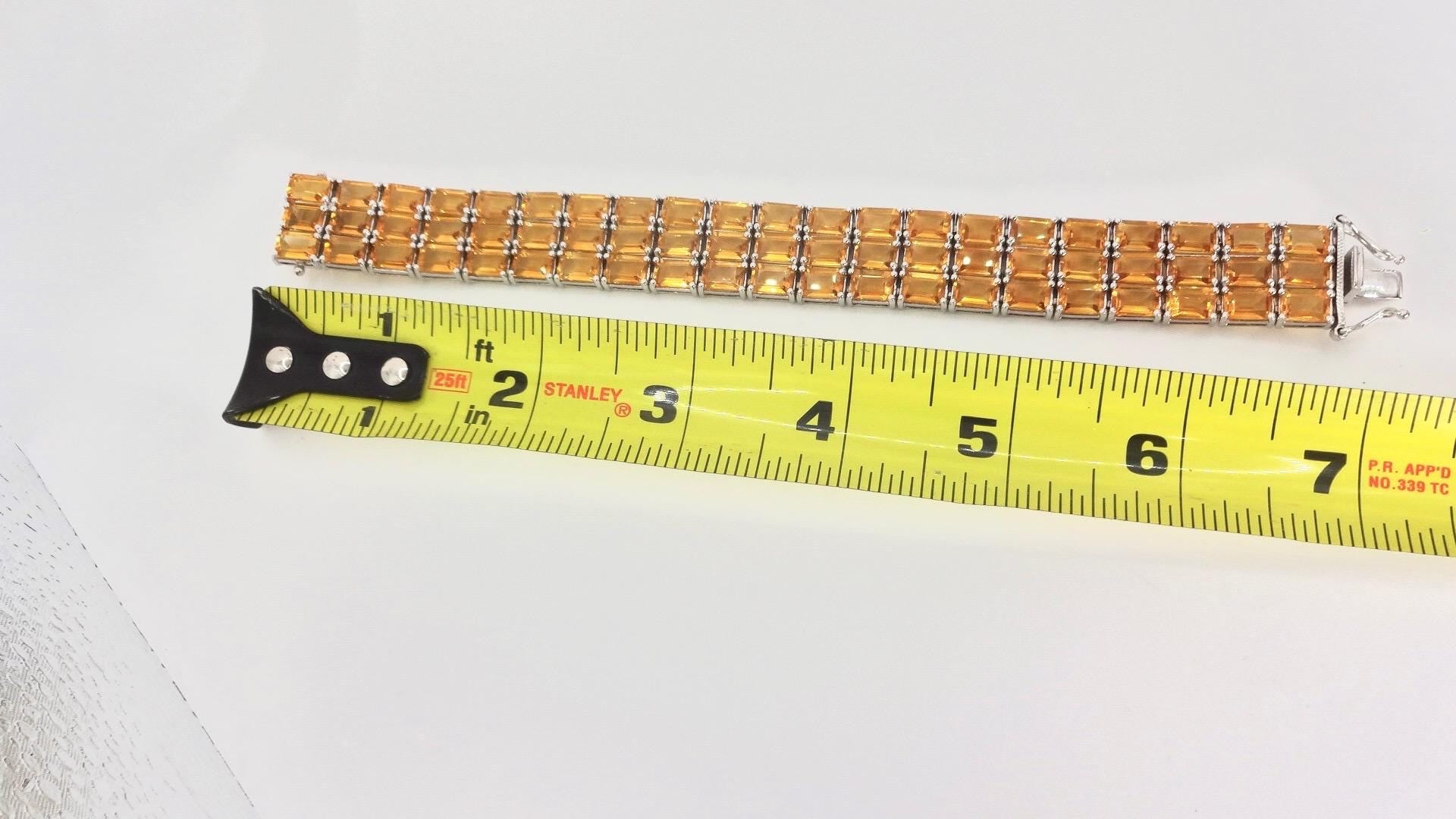 Vintage Gold Citrine Tennis Bracelet in 925 Sterling Silver