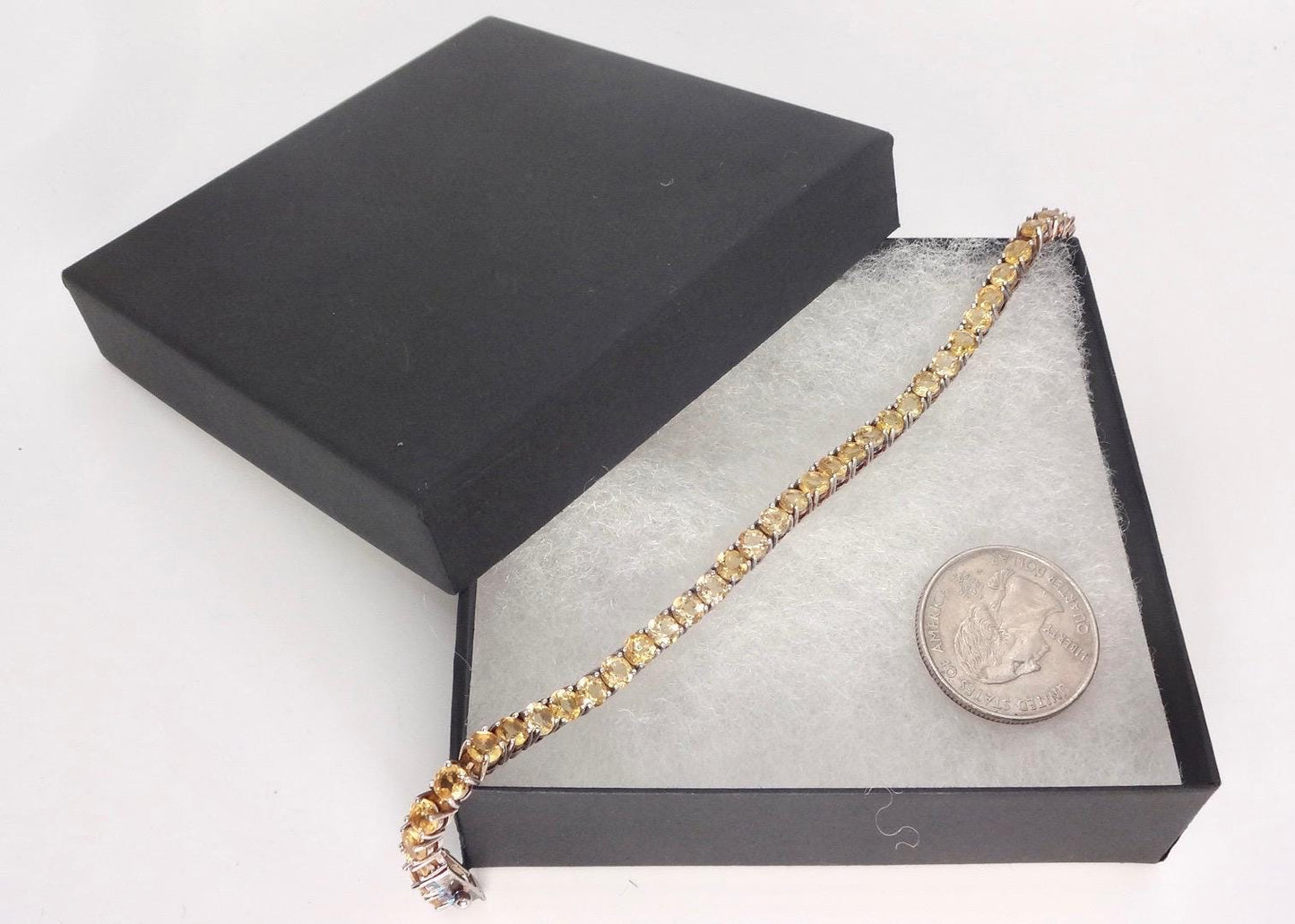 Vintage Gold Citrine Tennis Bracelet in 925 Sterling Silver
