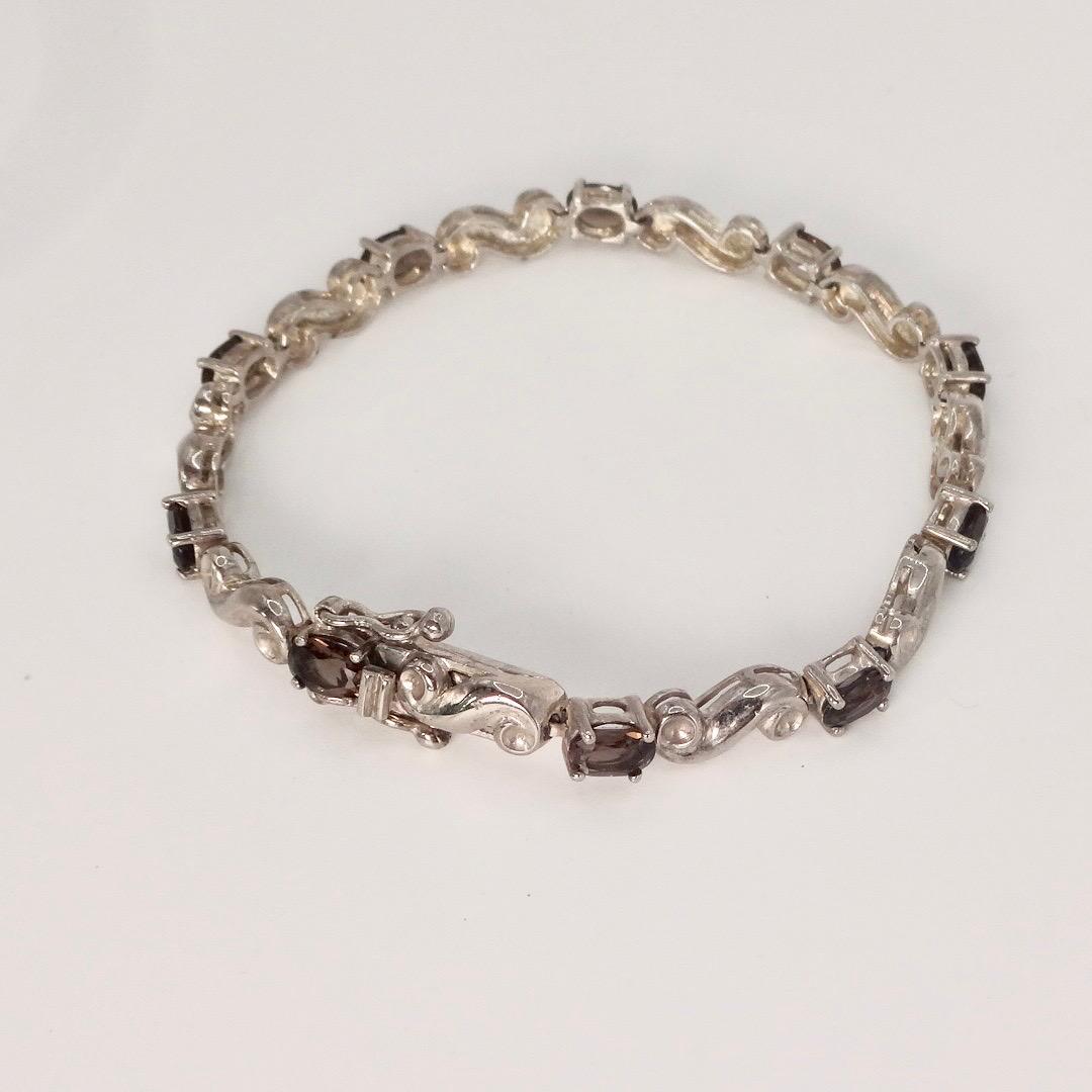 Vintage Brown Smoky Topaz 925 Sterling Silver Bracelet
