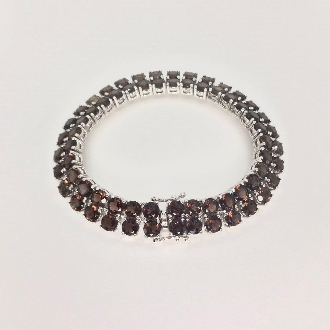Vintage Smoky Topaz Bracelet in 925 Sterling Silver