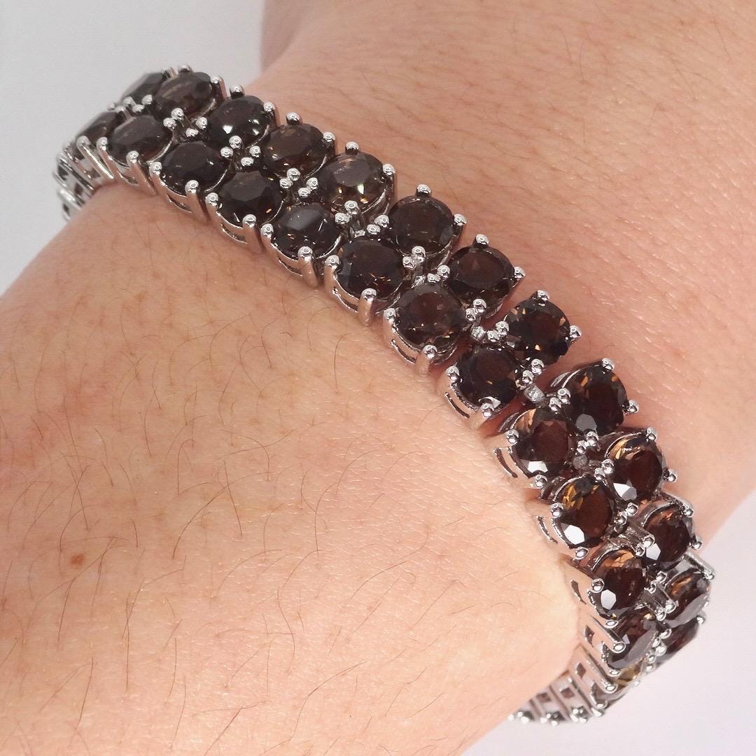 Vintage Smoky Topaz Bracelet in 925 Sterling Silver