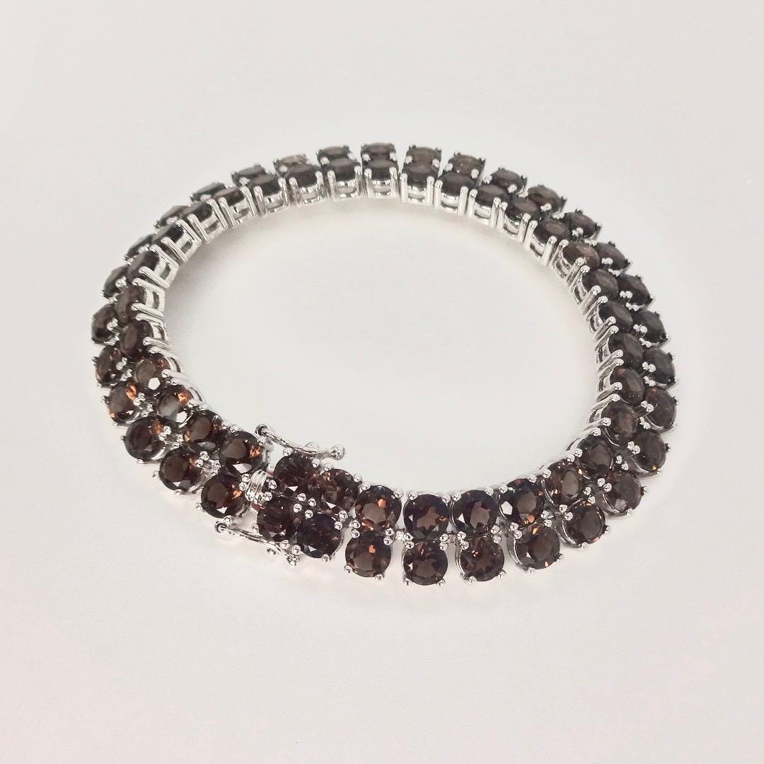 Vintage Smoky Topaz Bracelet in 925 Sterling Silver
