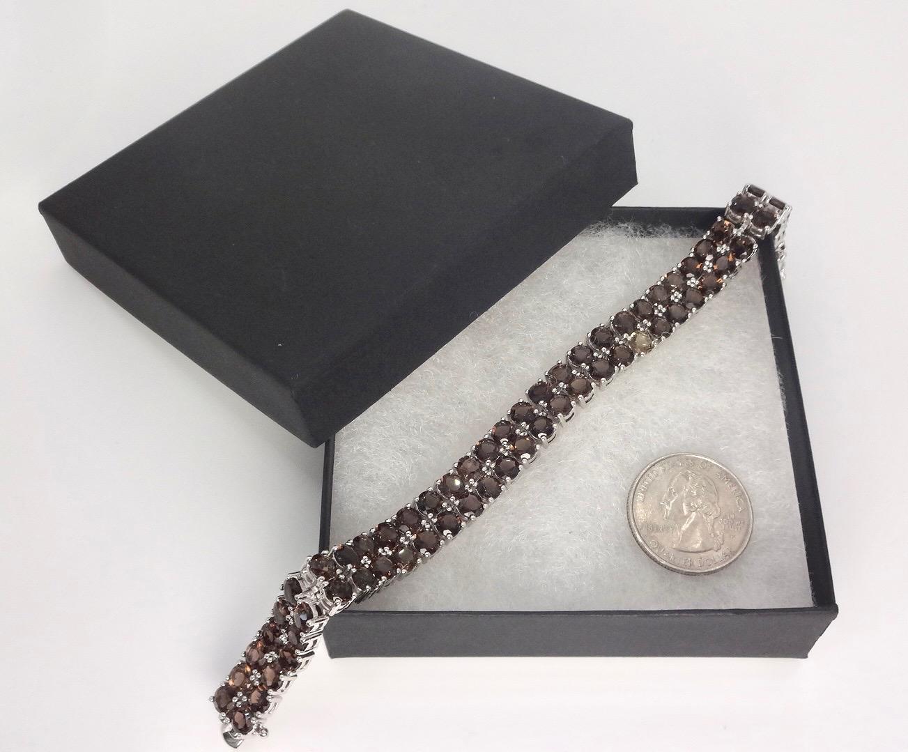 Vintage Smoky Topaz Bracelet in 925 Sterling Silver