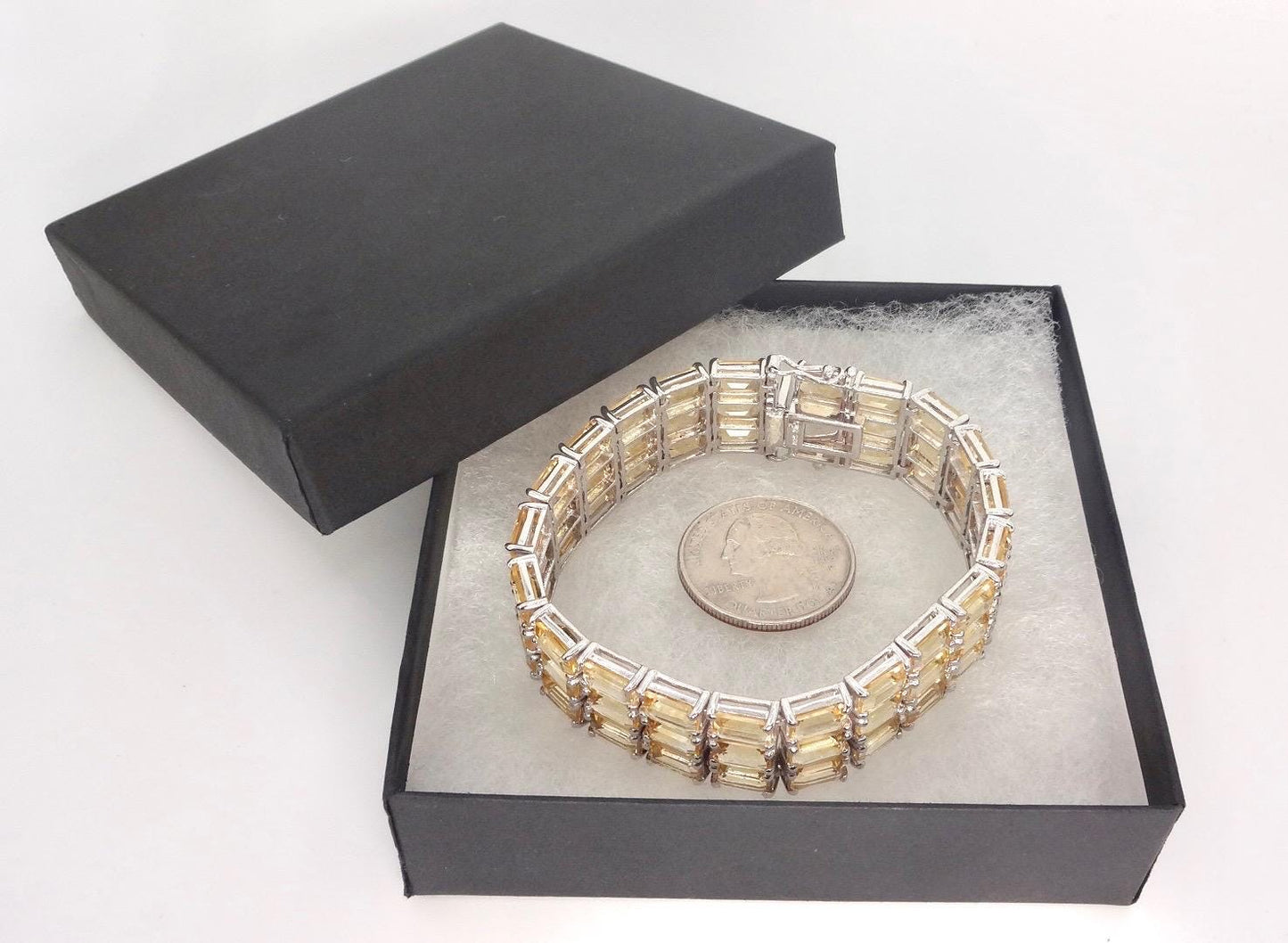 Vintage Gold Citrine Tennis Bracelet in 925 Sterling Silver