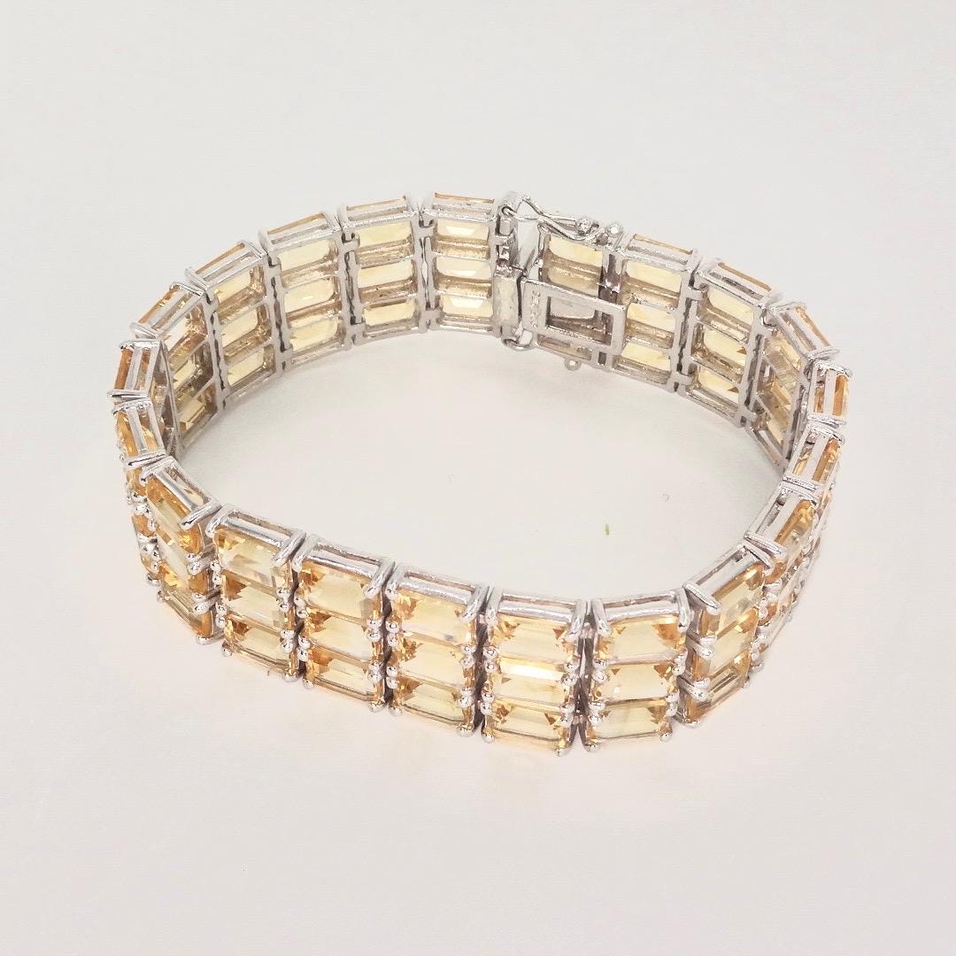 Vintage Gold Citrine Tennis Bracelet in 925 Sterling Silver