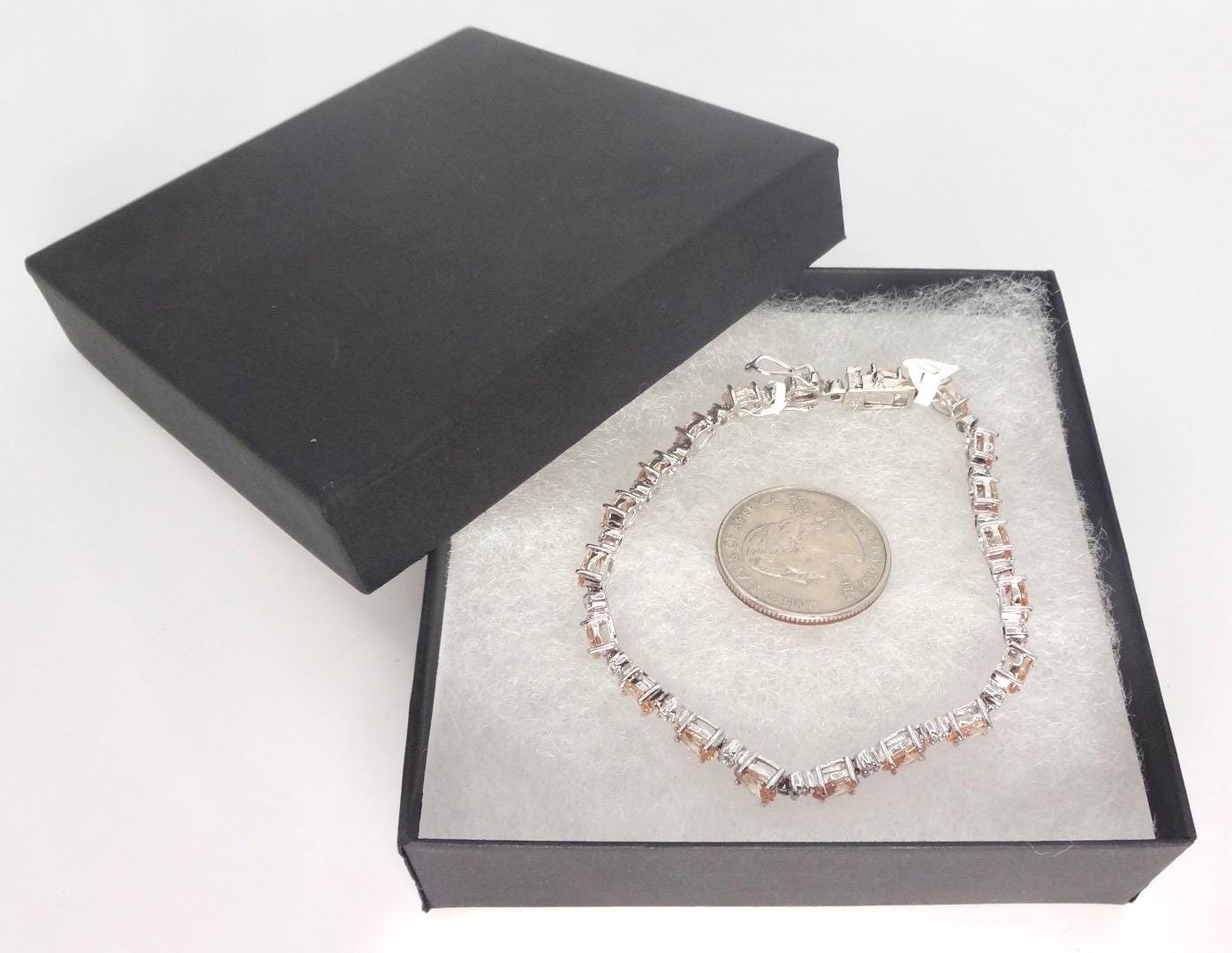 Vintage Gold Citrine Bracelet Deco 925 Sterling Silver Tennis