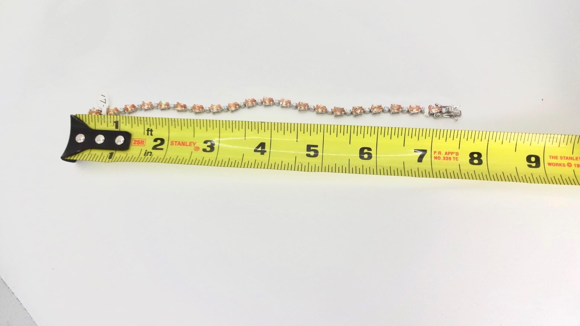 Vintage Gold Citrine Bracelet Deco 925 Sterling Silver Tennis