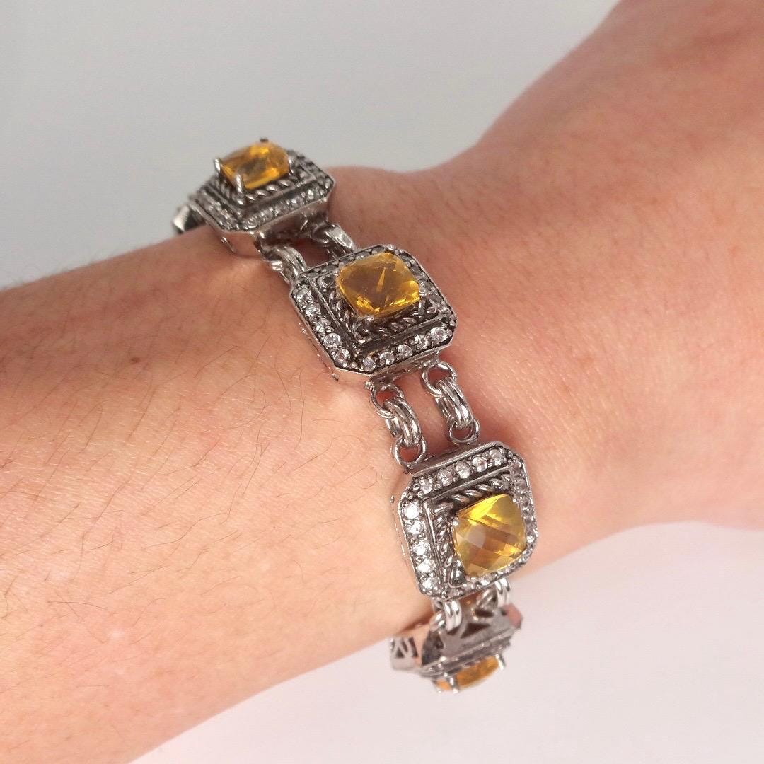 Vintage Orange Fire Opal Bracelet 925 Sterling Silver