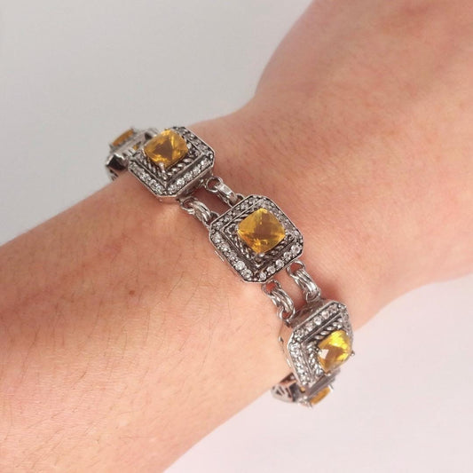 Vintage Orange Fire Opal Bracelet 925 Sterling Silver