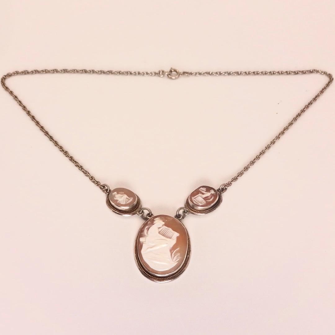 Vintage Shell Cameo Gold Filled Necklace Choker