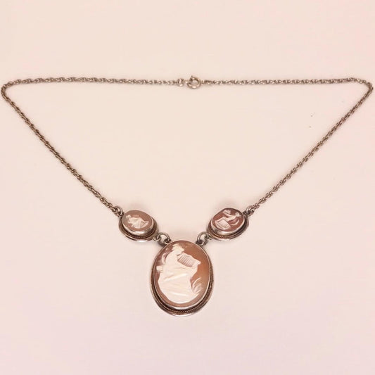 Vintage Shell Cameo Gold Filled Necklace Choker