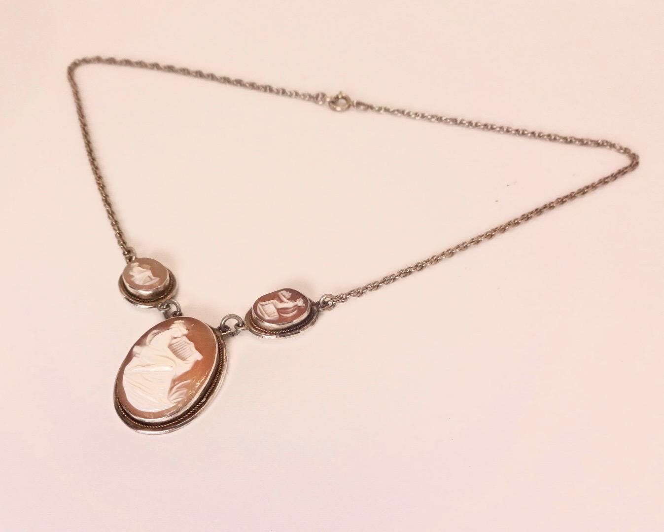 Vintage Shell Cameo Gold Filled Necklace Choker