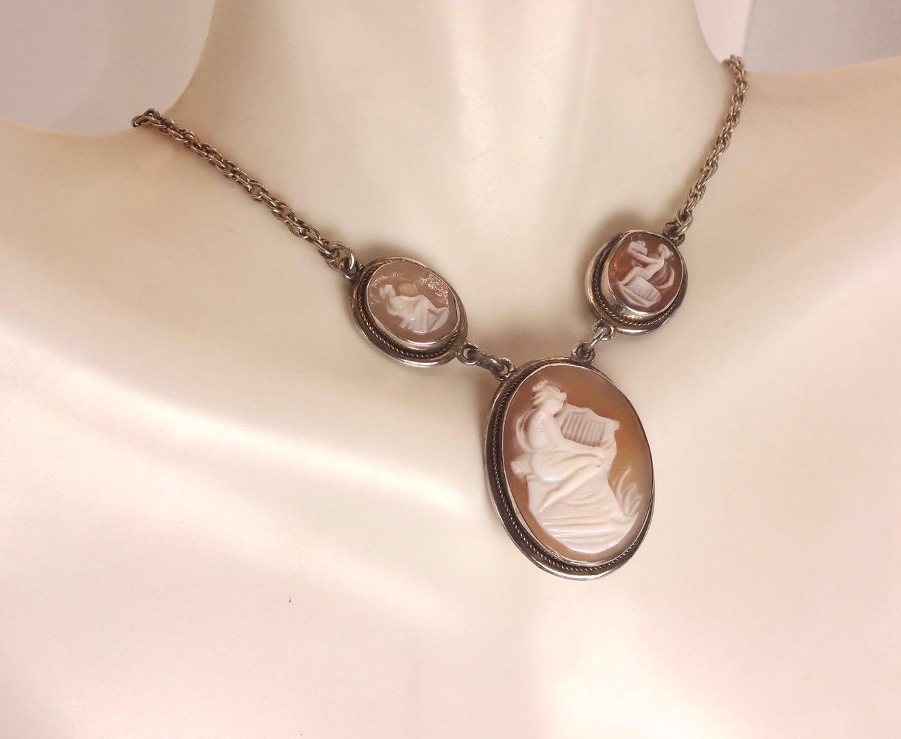 Vintage Shell Cameo Gold Filled Necklace Choker