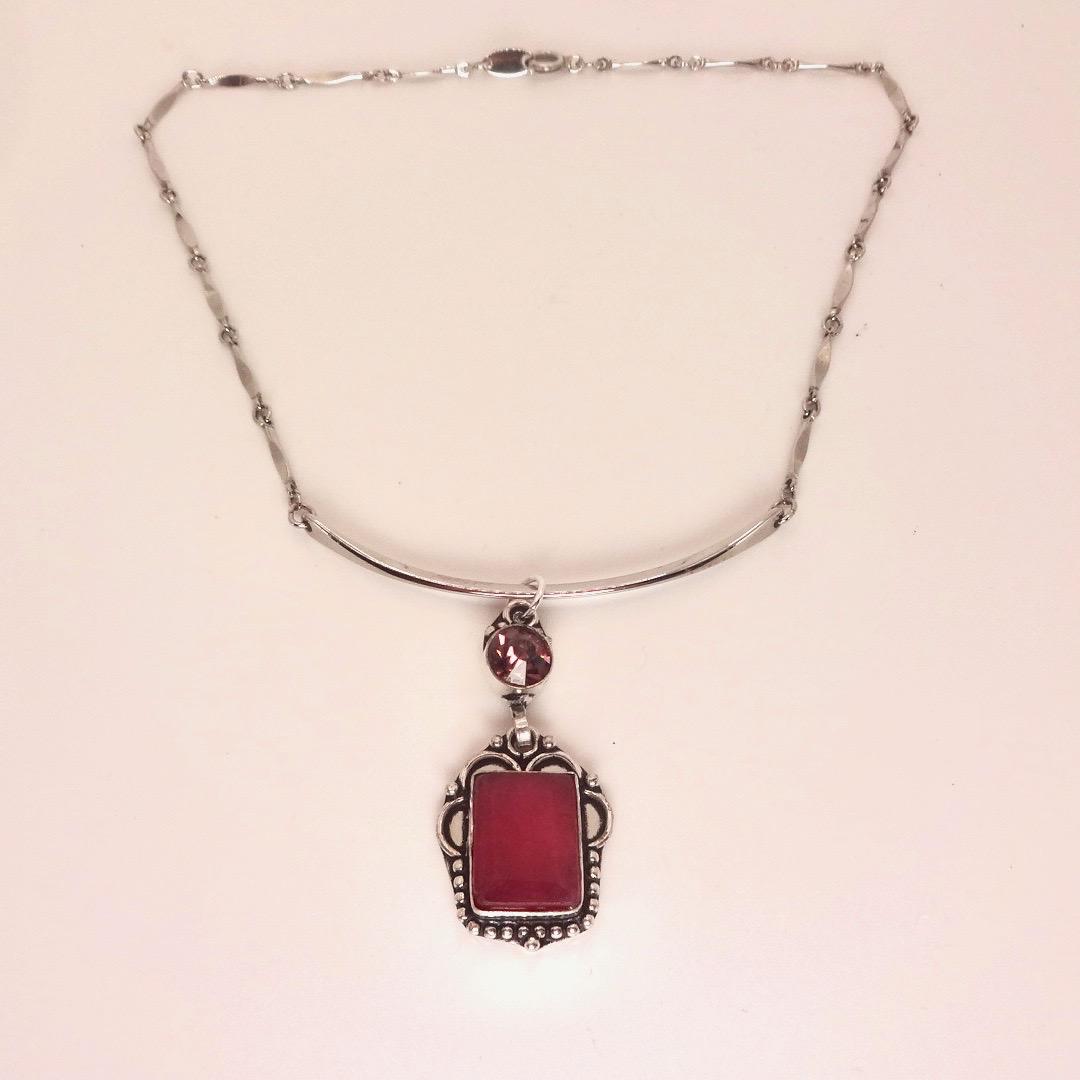 Vintage Antique Pink Raw Ruby Choker Necklace