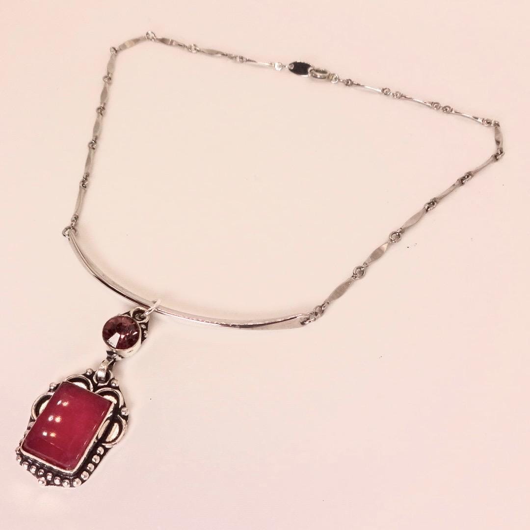 Vintage Antique Pink Raw Ruby Choker Necklace