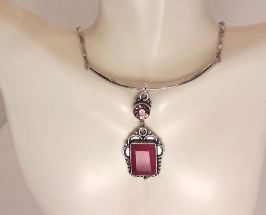 Vintage Antique Pink Raw Ruby Choker Necklace