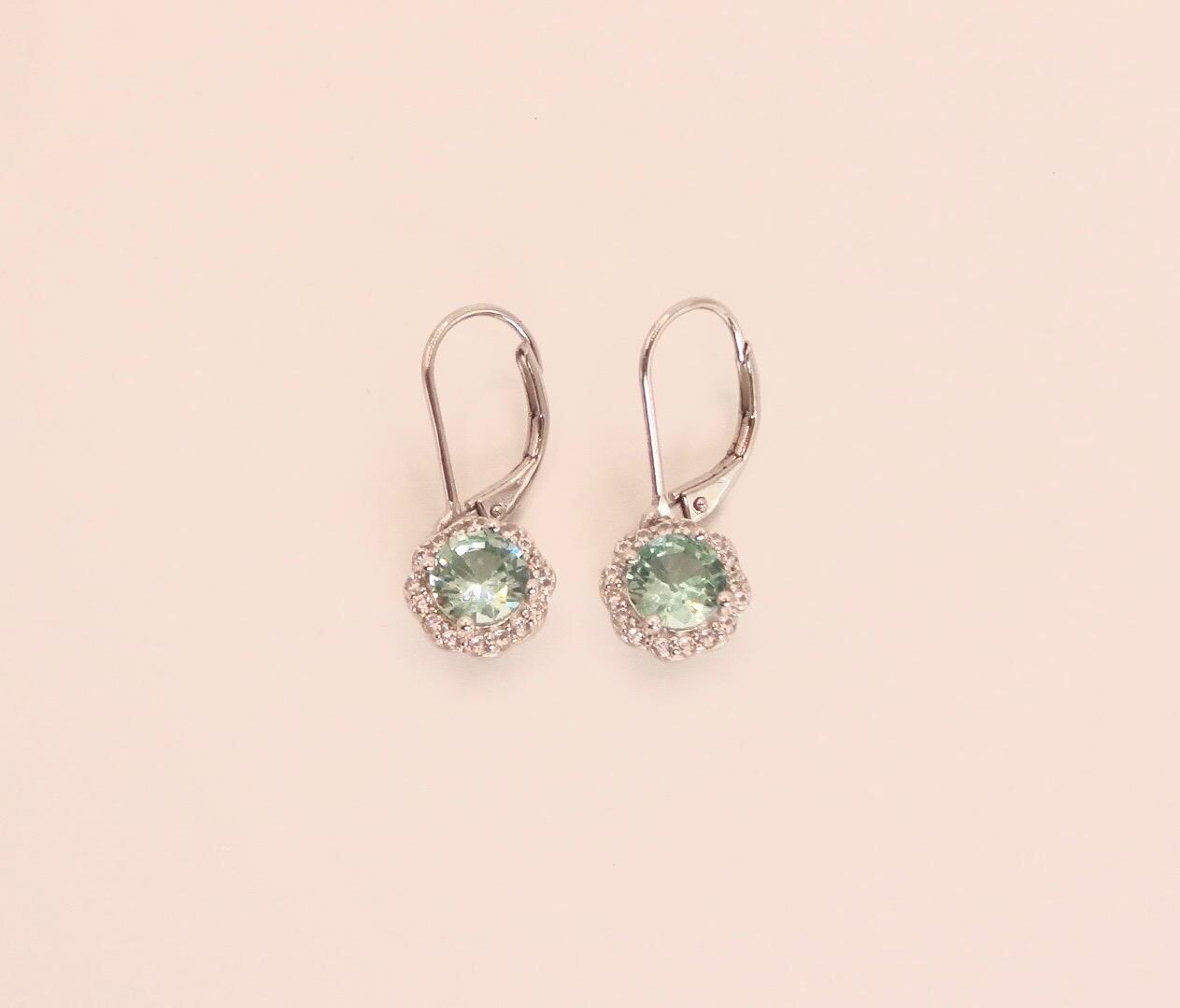 Vintage Genuine Green Amethyst 925 Sterling Silver Chandelier Dangle Earrings