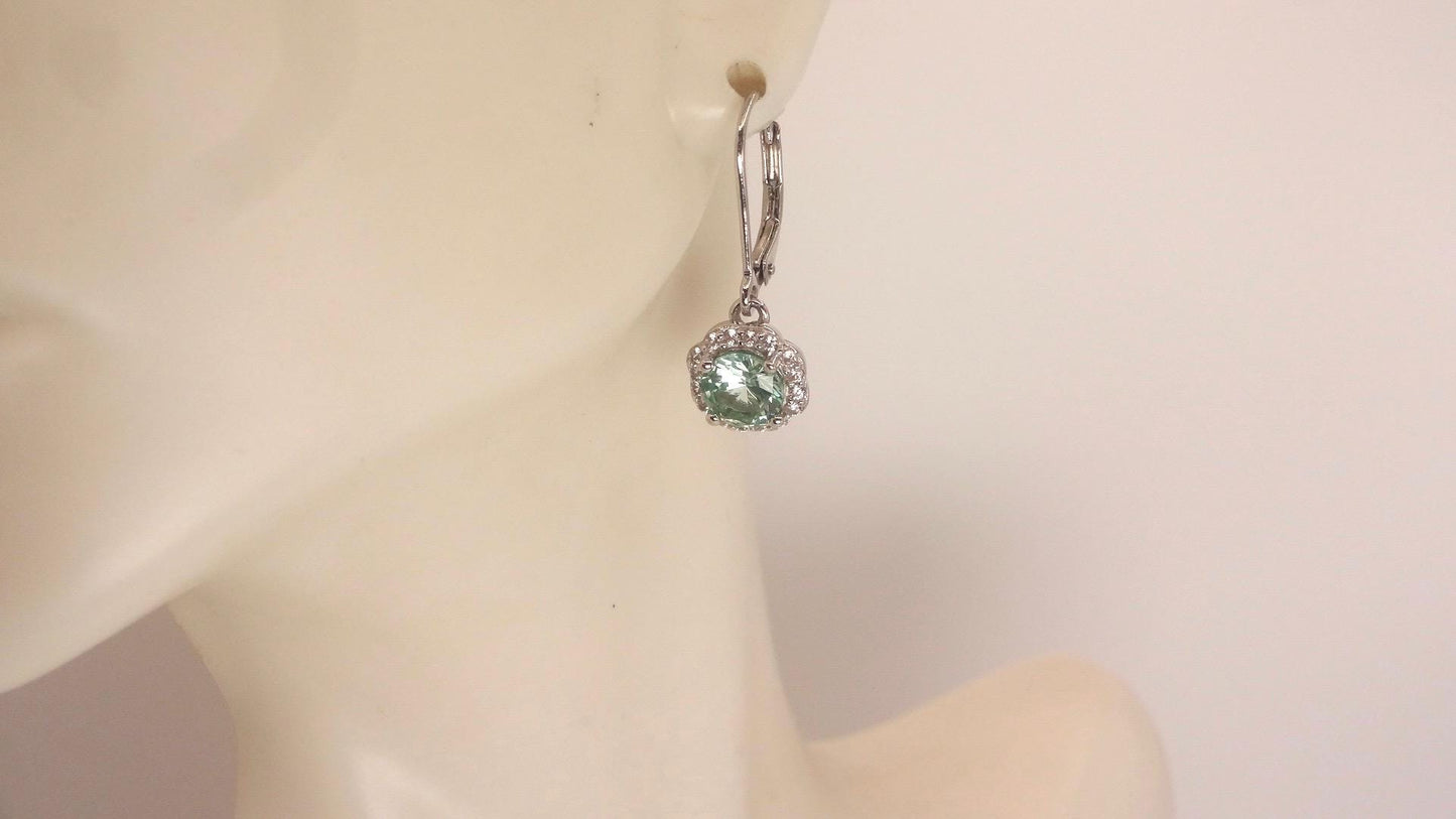 Vintage Genuine Green Amethyst 925 Sterling Silver Chandelier Dangle Earrings